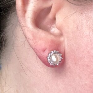 Sterling silver with real pearls and amethyst stunning studs